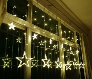 AC110V eller 220V Holiday Lighting LED Fairy Lights Star Curtain String Luminarias Garland Decoration Christmas Wedding Light 3M3723309