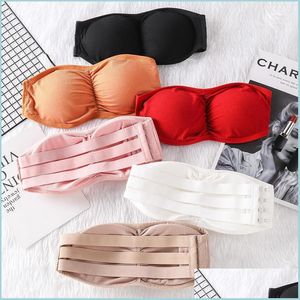 Other Household Sundries Seamless Strapless Bra Onepiece Wrapped Tube Top Removable Pad Bras For Girls Soft Andeau Sexy Lingerie Top Dhxrq