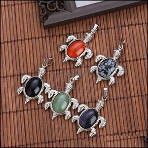 Pendant Necklaces Wholesale Natural Animal Gem Crystal Turtle Sweater Chain Accessories Diy St004 Drop Delivery Jewelry Pendants Ot1So