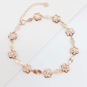 Link Armbänder reine russische lila Goldarmband Mode 585 Rosenhöhle Blume mit 14K gefärbt für Frauen