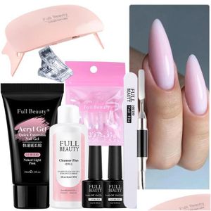 Nail Gel Extension Set 30Ml Acrygel Quick Building Uv Kit Pink Clear Poly Tips Forms Degreaser Manicure Tools Gl1901B Drop Delivery Dhqre