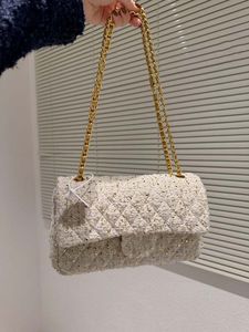 Make Up Bag Designer Wallet Woman Perfekt Detaljer om importerat tygfärgblockerande ull Fashionabla matchande kedjediagonalväska