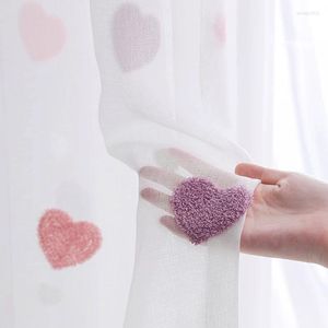 Gardin textipion söt rosa hjärta solid tyll voile flickor sovrum vardagsrum fönsterbehandlingar barn draperier