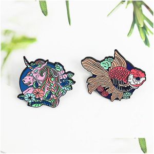 Pins Brooches Colorf Goldfish For Women Alloy Animal Badges Collar Pin Denim Shirt Jewelry Gift Bag Hat Clothes Accessories Drop Del Dhxul