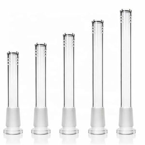 Glasdedstammdiffusor med 6 snitt Hookah Pipe Flush Top 14mm 18 mm kvinnlig reduceradapter lo Pro Diffused Down Stem for Glass Beaker Bong Water Pipes