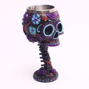 Mugs Skull Goblet Resin Steel Cup Creative Beer Gothic 3D Wine Glass Tea Cocktail Anime Halloween Gift 230113