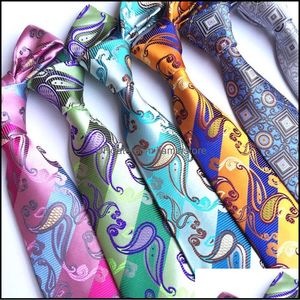 Neck Ties Fashion Accessories Novelty Men 8Cm Blue Necktie For Male Paisley Floral Bowtie Drop Delivery Otach