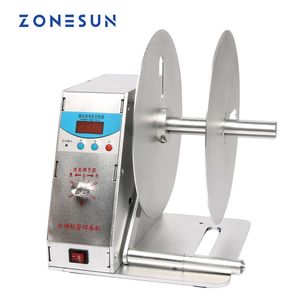 ZONESUN Automatic Industrial Equipment Label Rewinder For Clothing Wash Label Bar Code Label Price Tag Self-Adhesive Label Sticker Speed Adjustable