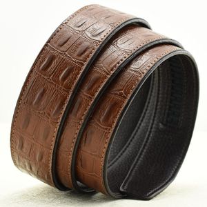 Cinture Larghezza 3,5 cm Cintura automatica da uomo Corpo senza fibbia Linee di coccodrillo Designer di lusso in pelle Cinture di caffè marrone nero di alta qualitàCinture