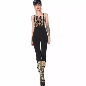 Tute da donna Pagliaccetti 2023 Stile Donne sexy Fasciatura Spaghetti Strap Scollo a V Backless Paillettes Lace Up Celebrity Body Con Commercio all'ingrosso