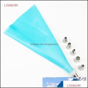 Bakning av konditoriverktyg 8 datorer/set Sile Icing Pi Cream Bag L￤gg till 6 rostfritt st￥l munstycksupps￤ttning Diy Cake Decorating Tips Bakeware Utensil D OTE40