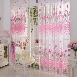 Cortina rosa tulipa pura cortinas tule de voile para casa em casa quarto quarto janela tratamento triagem de cortinas