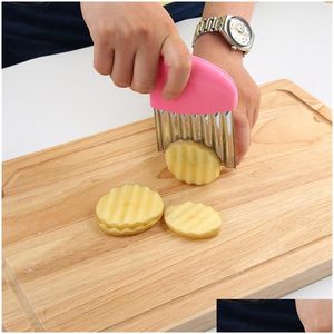 Fruit Vegetable Tools Wavy French Fries Cutter Stainless Steel Potato Slicer Chopper Veggie Durable Kitchen Gadgets Ct0478 Drop De Dhzin