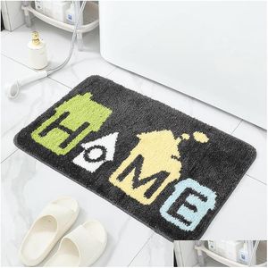 Carpets Cartoon Carpet Cats And Leaves Rapid Water Absorption Antiskid Safety Super Fiber Jacquard Thickened Floor Mat Drop Delivery Dhk3F