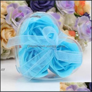 Decorative Flowers Wreaths Newheart Shape Rose Soap Pvc Box Packed Handmade Flower Paper Valentines Day Birthday Party Gifts Rre12 Otwiz