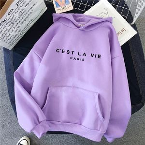 2023 letter print new hooded sweater women's spring long-sleeved lazy style loose hooded top 23011202