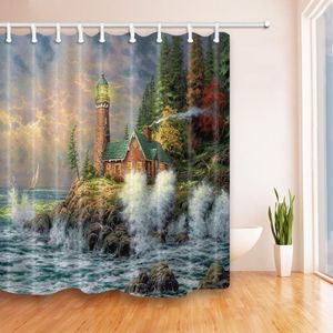 Shower Curtains Lighthouse Hut Bathroom Curtain Polyester Fabric Waterproof Home Decor Bath With Hooks