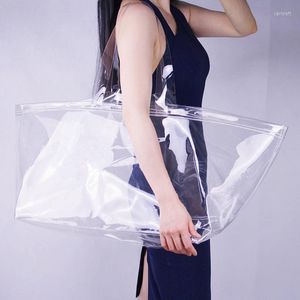 Borsoni Borsa per la spesa trasparente in PVC di grande volume, da viaggio, impermeabile, facile da pulire