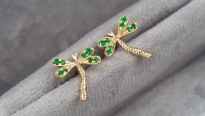 Stud Earrings JL516 Solid 18k Gold Nature 0.25ct Green Emerald For Women Fine Jewelry Birthday Presents