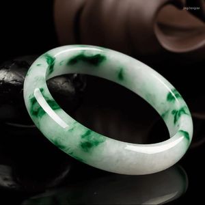 Bileklik Sertifika Gönder A Burma Yeşim Yüzen Yeşil Çiçek Jadeite Myanmar Sertifikalı Jades Stone Bangles Kadın Bilezikler