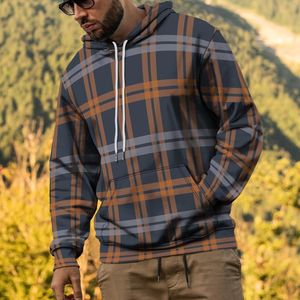 Men's Hoodies Classic Men Sweatshirts Plaid Print Clothes Green Red Black Printed Casual Sweatshirt 2023 Fashion