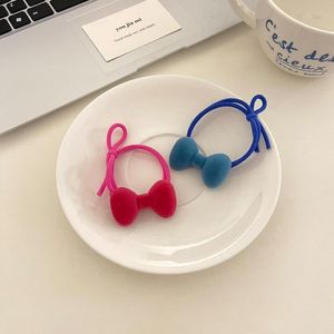 Hair Accessories 2pcs/bag POWDER BLUE CP! Sweet Velvet Bow Rope Girl Heart Ring Band Candy Color Japan And Korea