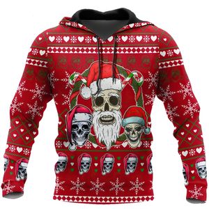Mens Hoodies Sweatshirts Christmas Skull Print Hooded Fashion Boutique Pattern Jackets Coat Autumn Street Trend Women Overized Pullover 230113