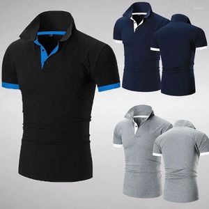 Męskie polo letnie męskie solidne kolorowe koszulę polo wysokiej jakości krótkie rękawowe moda luźna stojak na stojak na stojak