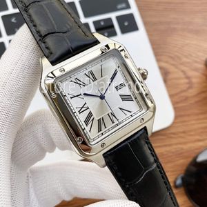 Top Fashion Automatische mechanische Selbstaufzugsuhr Herren Gold Silber Zifferblatt 42 mm klassische quadratische Design-Armbanduhr Lässige Lederarmbanduhr 1763