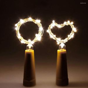 Strings 10pcs/lote 2m Cork Stopper Wine Bottle Fairy Light Diy Copper Wire Led Christmas String Holiday Party Garland