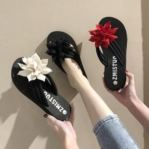 Tofflor utomhus kvinnor sandaler mode fritid damer kilar flip flops blommor kvinnliga glider sommarklipp fotskor kvinna