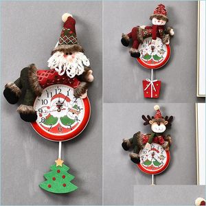 Juldekorationer hängande klocka Santa Claus Snowman Wall Merry Xmas hem restaurang sovrum klockor droppleverans trädgård festlig dhbgt
