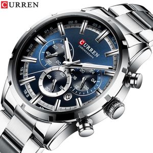 Armbandsur Relogio Masculino Curren Fashion Mens Watches Top Brand Luxury Wrist Watch Quartz Clock Watch Men Waterproof Chronograph 230113