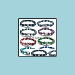 Minchados 10pc/set vendendo atacado 8mm Natural Gemstone CZ SKL Bangle Women Health Indian Agate Stone Bracelet para homens DOLL Del Dhtta