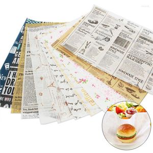 Zestawy naczyń obiadowych Papier do oleju opakowanie woskowe narzędzie do pakowania woskowania z hamburgerami z hamburgerami Papiery odporności na smar