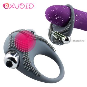 Analspielzeug EXVOID Penis-Vibrationsring Verzögerung der Ejakulation Kugelvibrator Klitoris-Massagegerät Erwachsenes Geschlecht für Männer Männlicher Schwanz Silikonringe 230113