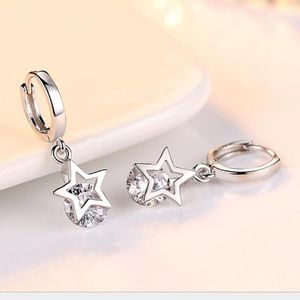 Anhänger Halsketten Mode Silber Farbe Verhindern Allergie Kristall Stern Piercing Ohrstecker Für Frauen Braut Hochzeit Schmuck EH1417