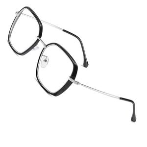 Солнцезащитные очки 80419 Большие рамы анти-синие светло-металлические очки квадратные женщины оптические модные рецептурные компьютерные очки