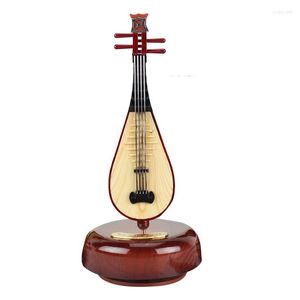 Dekorativa figurer Kinesiska lutmusiklåda Klassisk avvecklas Twirling Rotating Base Instrument Miniature Artware Gift