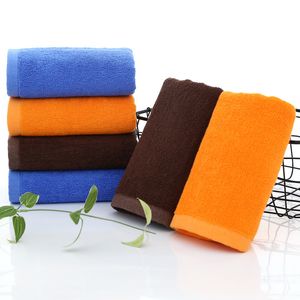 Anpassad logotyp ansikte handduk 100% bomullsblå brun orange fasta handdukar för hotell hem ta varma källor bastu spa skönhet salong handduk 33x74cm 120g 21s