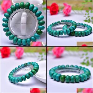 Beaded Strands Wheel Beads Green Stone Bracelets Evil Spirits Lucky For Women Men Single Circle Simple Bracelet Buddhism Jewelry Dro Ot5Za