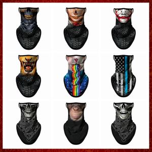 MZZ86 3D Seamless Neck Buffs Motorcycle Cycling Skull Face Mask UV Hiking Scarf Face Shield Bandana Men Women Ski Mask