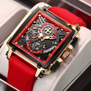 Wristwatches LIGE Men Watch Top Brand Luxury Waterproof Quartz Square Wrist Watches for Men Date Sports Silicone Clock Male Montre Homme 230113