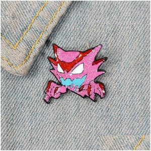 Pins Broschen Cartoon Rosa Wolf Kopf Brosche Für Jungen Vicious Tier Emaille Pin Großhandel Kreative Metall Abzeichen Schmuck Kleine Mode Dh8Kl