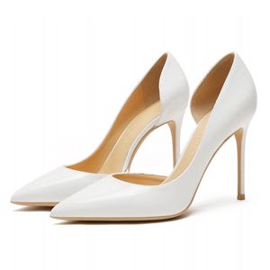 Dress Shoes Spring Summer Fashion Sexy Two Piece Pointed Toe High Heels Woman Ladies Wedding Party Pumps White E0071