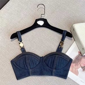 Brand casual Women's 2022 summer new sexy hot girls corpo fibbia in metallo breve bretella in denim da donna