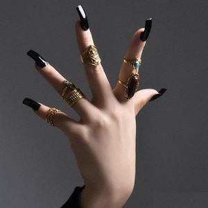 Band Rings Fashion Jewelry Knuckle Ring Set Gold Pine Exaggerated Midi Sets 8Pcs Drop Delivery Dhhpz