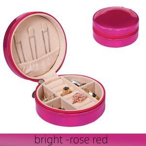 Travel Jewelry Case PU Leather Bridesmaid Gift Boxes Necklace Ring Earrings Organizer Small Round Jewelry Box for Wedding