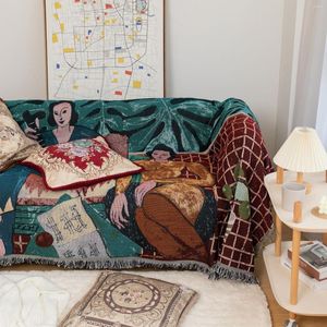 Одеяла меньшинство легкие роскошные американские ретро -гитара декоративные одеяло хлопковое льняное диван -диван полотенец гостиной дом дома