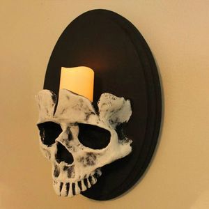 Portacandele Decorazione da parete Candeliere di Halloween decorazione horror fantasma scheletro pendente da parete decorazione candela staffa 220809